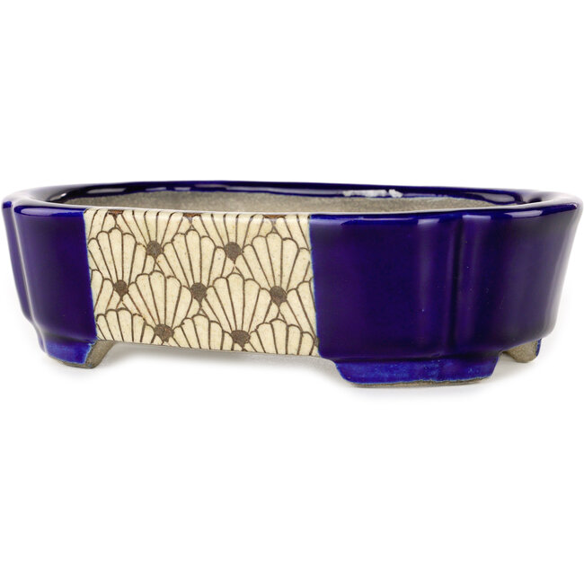 Mokko blue bonsai pot by Terahata Satomi Mazan - 160 x 120 x 45 mm