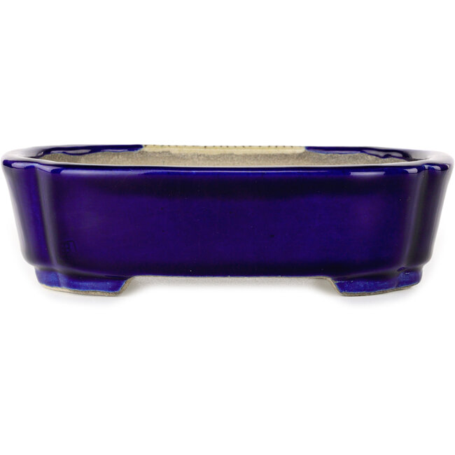 Mokko blauer Bonsaitopf von Terahata Satomi Mazan – 160 x 120 x 45 mm