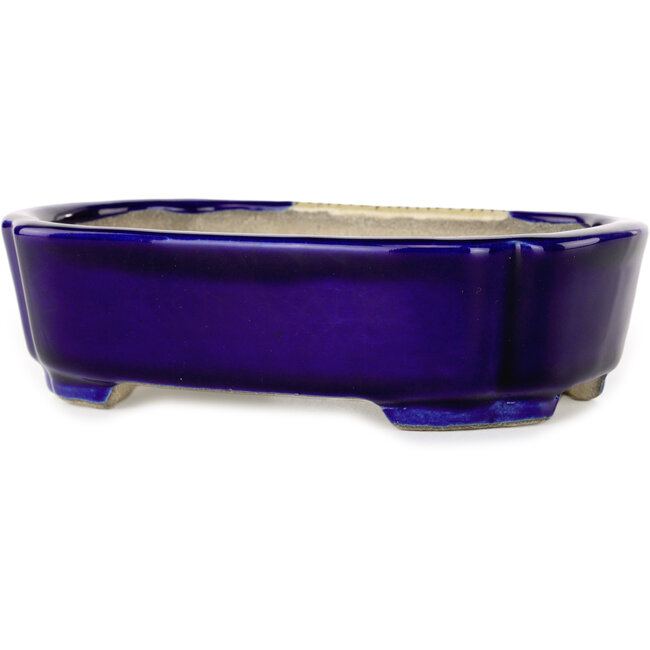 Pot à bonsaï Mokko bleu par Terahata Satomi Mazan - 160 x 120 x 45 mm