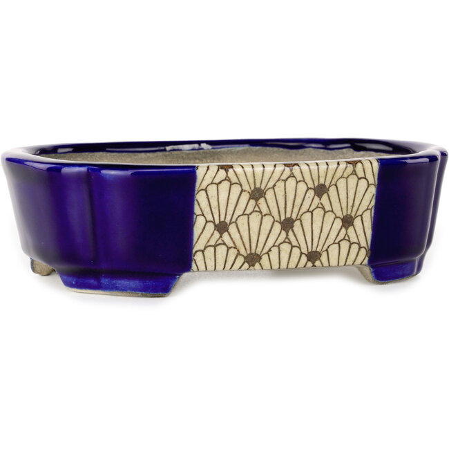 Mokko blue bonsai pot by Terahata Satomi Mazan - 160 x 120 x 45 mm