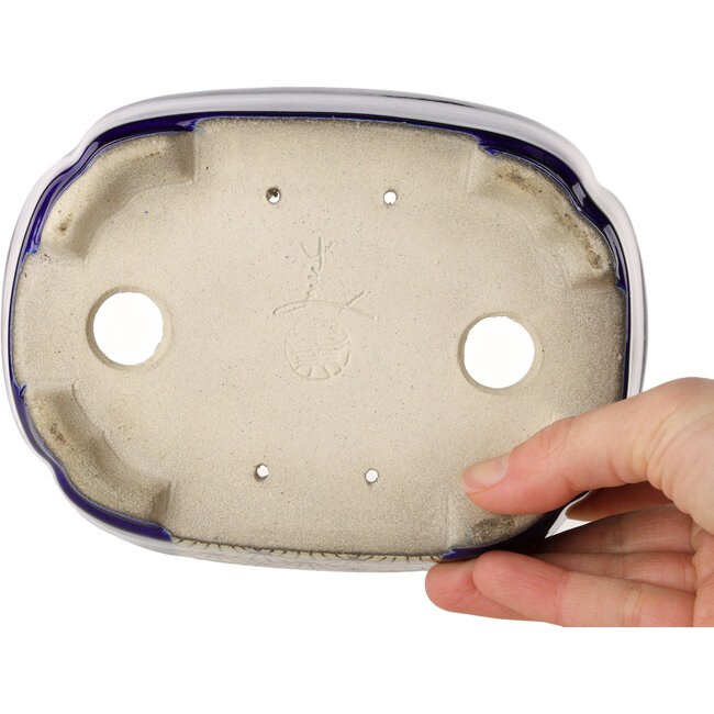 Mokko blue bonsai pot by Terahata Satomi Mazan - 160 x 120 x 45 mm