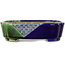 Mokko blauw en groene craquelé bonsaipot van Terahata Satomi Mazan - 160 x 120 x 45 mm