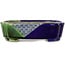 Mokko blue and green craquelé bonsai pot by Terahata Satomi Mazan - 160 x 120 x 45 mm