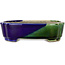 Mokko blauw en groene craquelé bonsaipot van Terahata Satomi Mazan - 160 x 120 x 45 mm
