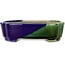 Mokko blue and green craquelé bonsai pot by Terahata Satomi Mazan - 160 x 120 x 45 mm