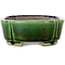 Mokko blue and green craquelé bonsai pot by Terahata Satomi Mazan - 160 x 120 x 45 mm