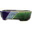 Mokko blue and green craquelé bonsai pot by Terahata Satomi Mazan - 160 x 120 x 45 mm