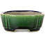 Mokko blue and green craquelé bonsai pot by Terahata Satomi Mazan - 160 x 120 x 45 mm