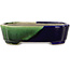 Maceta para bonsái craquelé azul y verde Mokko de Terahata Satomi Mazan - 160 x 120 x 45 mm