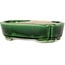 Mokko green craquelé with a blue accent bonsai pot by Terahata Satomi Mazan - 160 x 120 x 45 mm