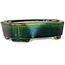 Mokko groen met blauw accent bonsaipot van Terahata Satomi Mazan - 160 x 120 x 45 mm