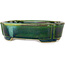Mokko groen met blauw accent bonsaipot van Terahata Satomi Mazan - 160 x 120 x 45 mm