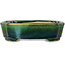 Mokko green with a blue accent bonsai pot by Terahata Satomi Mazan - 160 x 120 x 45 mm