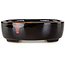 Vaso bonsai ovale marrone con accenti rossi di Terahata Satomi Mazan - 157 x 130 x 47 mm