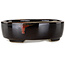 Vaso bonsai ovale marrone con accenti rossi di Terahata Satomi Mazan - 157 x 130 x 47 mm