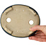 Maceta ovalada para bonsái verde con detalles en azul de Terahata Satomi Mazan - 157 x 130 x 47 mm