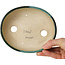 Maceta de bonsái craquelé verde ovalada con detalles en azul de Terahata Satomi Mazan - 157 x 130 x 47 mm