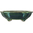 Lotus green with a blue accent bonsai pot by Terahata Satomi Mazan - 203 x 175 x 55 mm