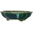 Lotus green with a blue accent bonsai pot by Terahata Satomi Mazan - 203 x 175 x 55 mm