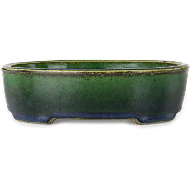 Ovale groene bonsaipot van Terahata Satomi Mazan - 192 x 160 x 55 mm