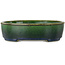 Pot à bonsaï ovale vert par Terahata Satomi Mazan - 192 x 160 x 55 mm