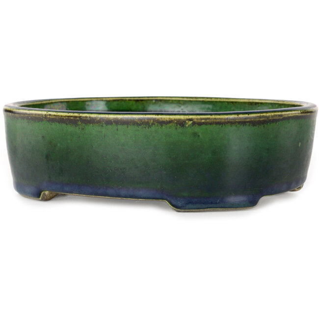 Ovale groene bonsaipot van Terahata Satomi Mazan - 192 x 160 x 55 mm