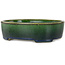 Pot à bonsaï ovale vert par Terahata Satomi Mazan - 192 x 160 x 55 mm