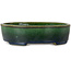 Pot à bonsaï ovale vert par Terahata Satomi Mazan - 192 x 160 x 55 mm