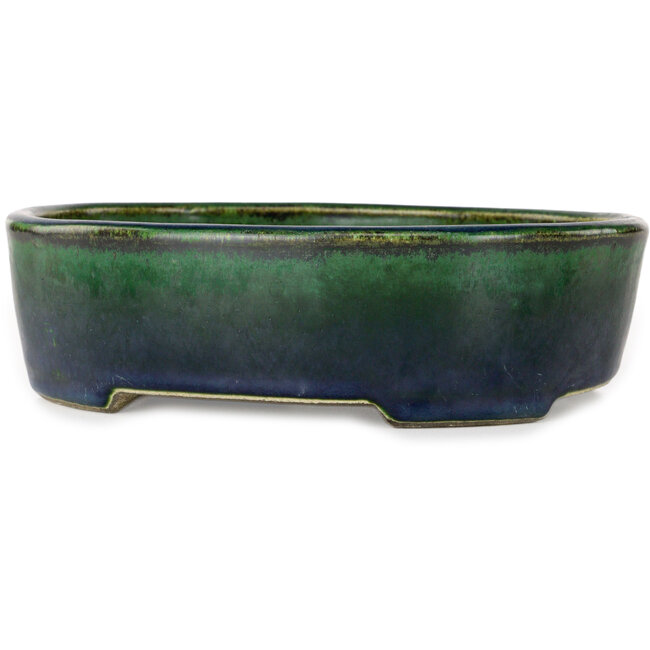 Ovale groene bonsaipot van Terahata Satomi Mazan - 192 x 160 x 55 mm