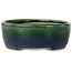Oval green bonsai pot by Terahata Satomi Mazan - 192 x 160 x 55 mm