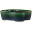 Oval green bonsai pot by Terahata Satomi Mazan - 192 x 160 x 55 mm