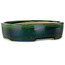 Oval green bonsai pot by Terahata Satomi Mazan - 222 x 175 x 52 mm
