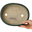 Oval green bonsai pot by Terahata Satomi Mazan - 222 x 175 x 52 mm