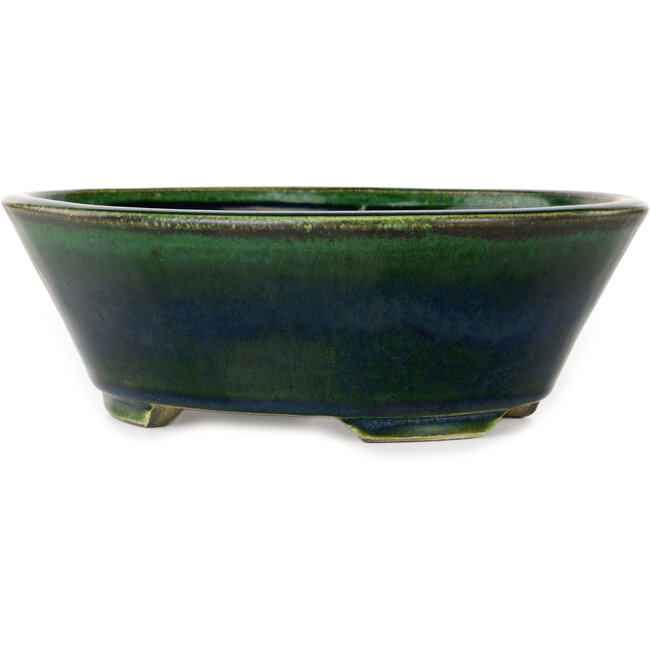 Ovale groene bonsaipot van Terahata Satomi Mazan - 230 x 200 x 75 mm