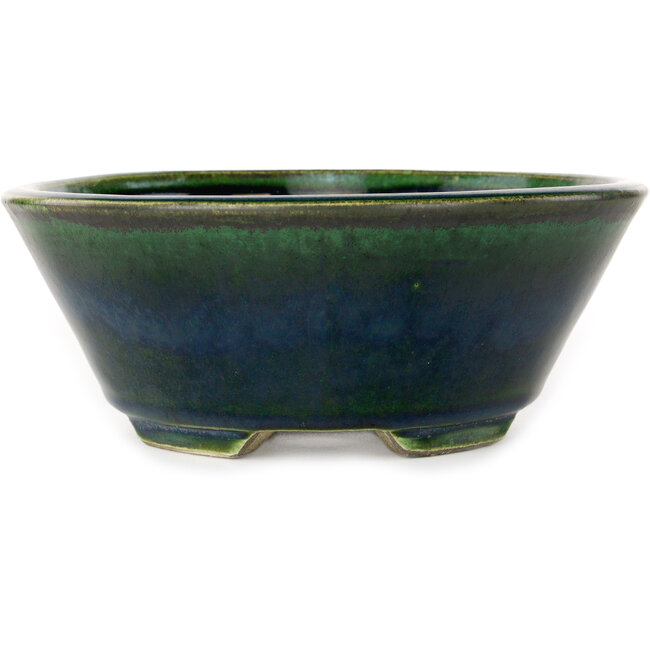 Maceta ovalada para bonsái verde de Terahata Satomi Mazan - 230 x 200 x 75 mm