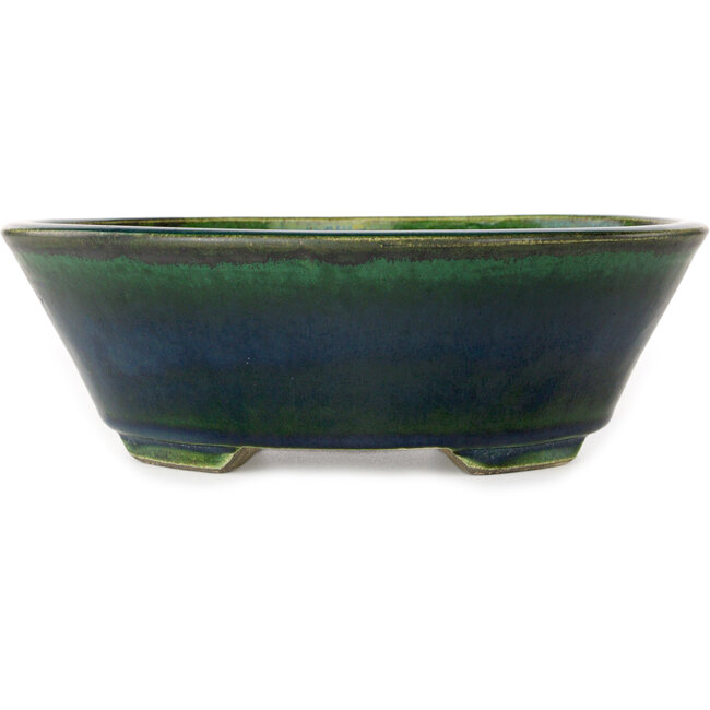 Ovaler grüner Bonsaitopf von Terahata Satomi Mazan – 230 x 200 x 75 mm
