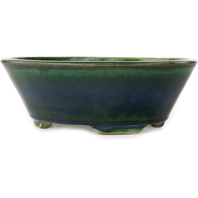 Pot à bonsaï ovale vert par Terahata Satomi Mazan - 230 x 200 x 75 mm