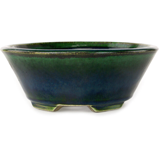 Ovale groene bonsaipot van Terahata Satomi Mazan - 230 x 200 x 75 mm