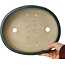 Oval green bonsai pot by Terahata Satomi Mazan - 252 x 210 x 70 mm