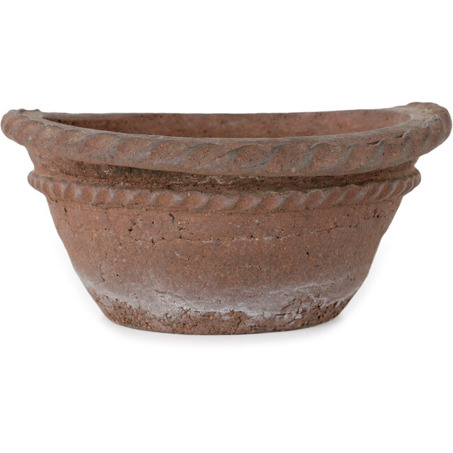 Ronde, ongeglazuurde bonsaipot van Yamaaki Koshosen (tweede generatie) - 135 x 135 x 65 mm