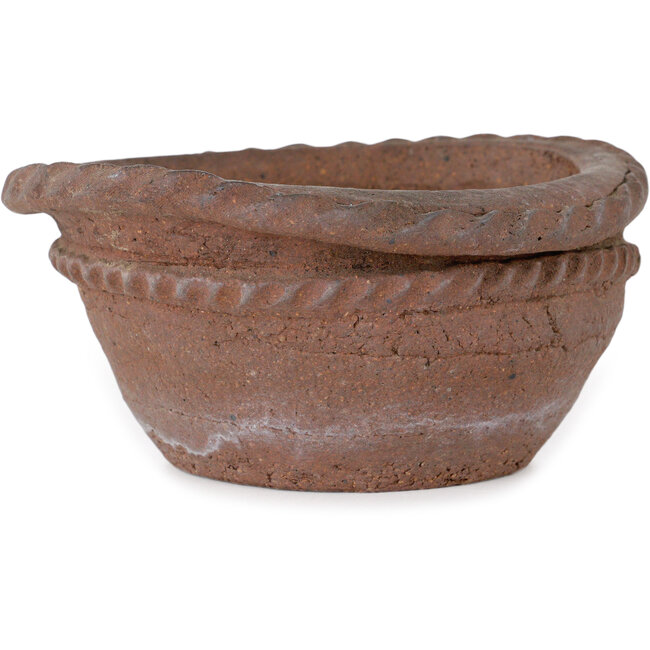 Ronde, ongeglazuurde bonsaipot van Yamaaki Koshosen (tweede generatie) - 135 x 135 x 65 mm