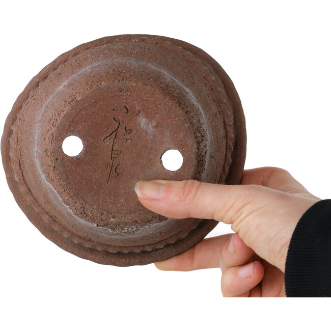 Maceta redonda sin esmaltar para bonsái de Yamaaki Koshosen (segunda generación) - 135 x 135 x 65 mm