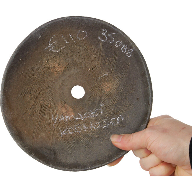 Ronde, ongeglazuurde bonsaipot van Yamaaki Koshosen (tweede generatie) - 175 x 175 x 40 mm