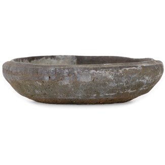  Yamaaki Ronde, ongeglazuurde bonsaipot van 110 mm, gemaakt door Yamaaki Koshosen (tweede generatie), Tokoname, Japan.