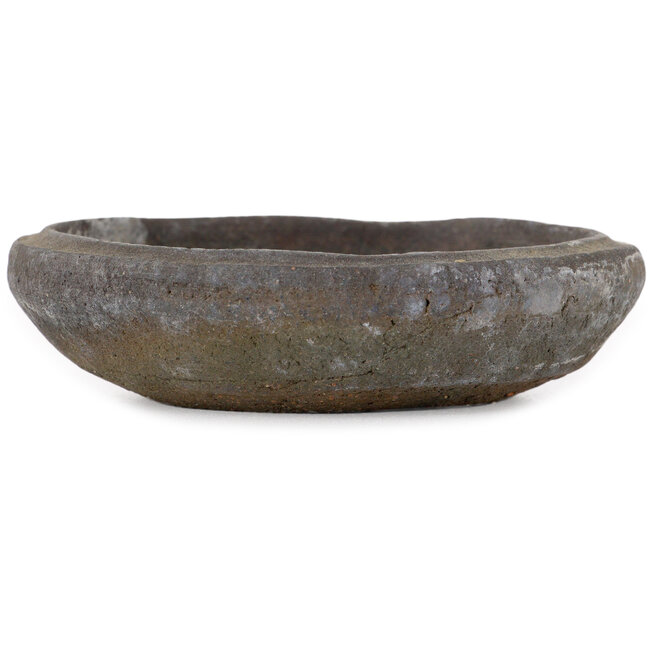 Ronde, ongeglazuurde bonsaipot van Yamaaki Koshosen (tweede generatie) - 110 x 110 x 27 mm