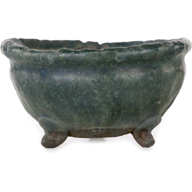 Pot à bonsaï rond vert de Yamaaki Shosen/Akitsugu/Juudo (première génération) - 85 x 85 x 45 mm