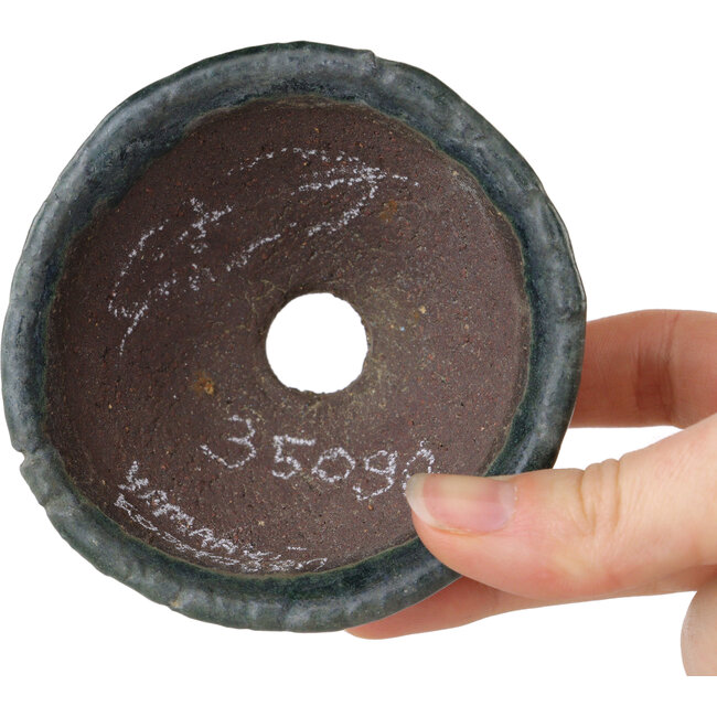 Pot à bonsaï rond vert de Yamaaki Shosen/Akitsugu/Juudo (première génération) - 85 x 85 x 45 mm