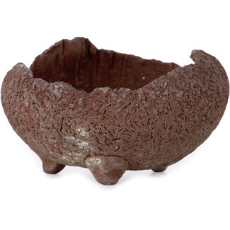  Yamaaki 78 mm round unglazed bonsai pot by Yamaaki Shosen/Akitsugu/Juudo (first generation), Tokoname, Japan