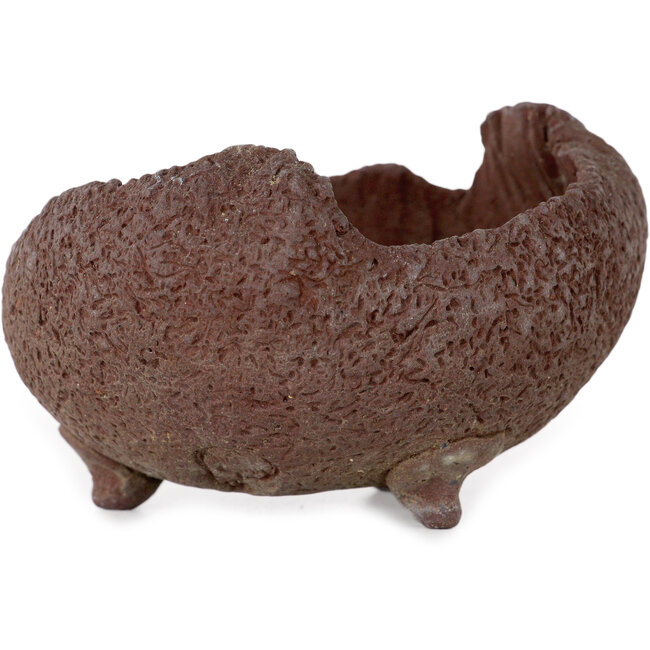 Pot à bonsaï rond non émaillé de Yamaaki Shosen/Akitsugu/Juudo (première génération) - 78 x 78 x 50 mm