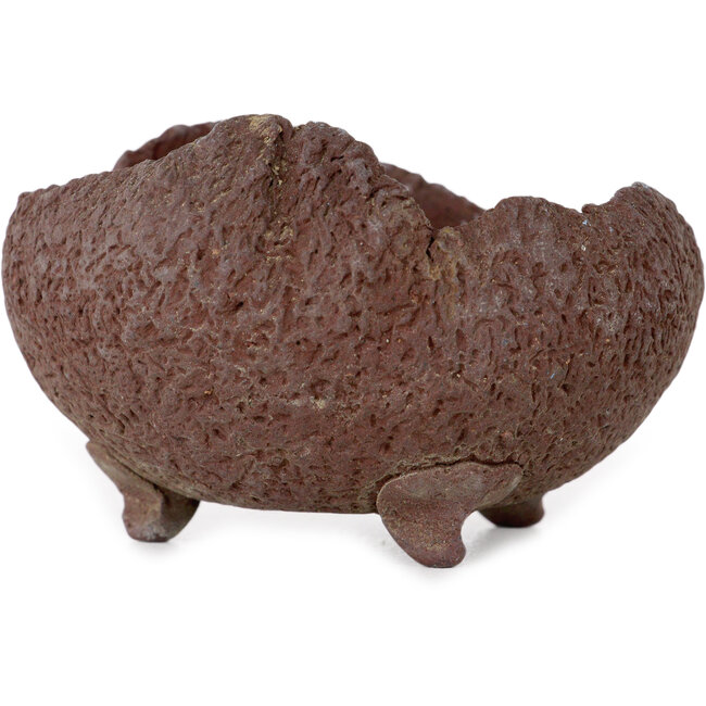 Vaso bonsai rotondo non smaltato di Yamaaki Shosen/Akitsugu/Juudo (prima generazione) - 78 x 78 x 50 mm